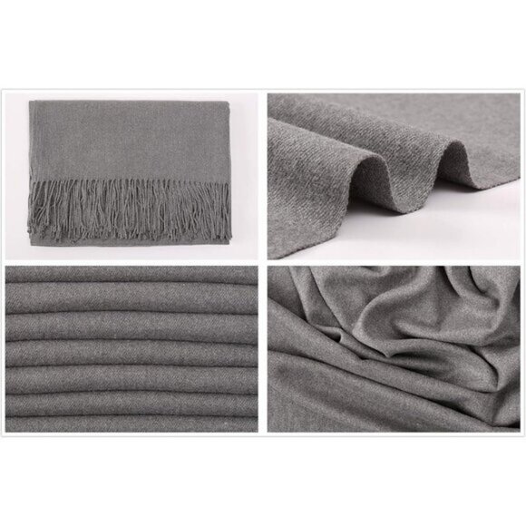 ⚡Women's Gray Pashmina Shawls Evening Dress Bridesmaid Winter Warm Long Scarf - Picture 7 of 7